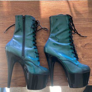Green and Black Heeled Boots